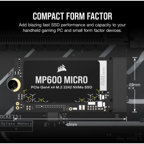 Corsair MP600 MICRO 1TB PCIe 4.0 (Gen4)x4 NVMe M.2 2242 SSD Corsair MP600 MICRO 1TB PCIe 4.0 (Gen4)x4 NVMe M.2 2242 SSD