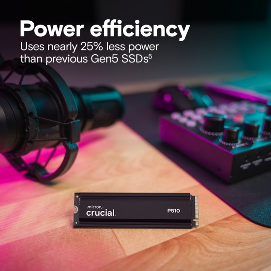 Crucial P510 1TB Heatsink PCIe Gen5 NVMe M.2 SSD