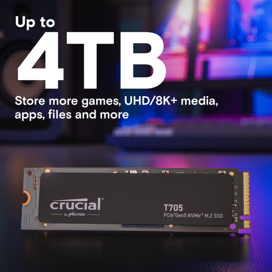 Crucial T705 2TB PCIe Gen5 NVMe M.2 SSD