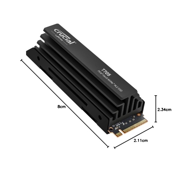 Crucial T705 4TB PCIe Gen5 NVMe M.2 SSD with heatsink