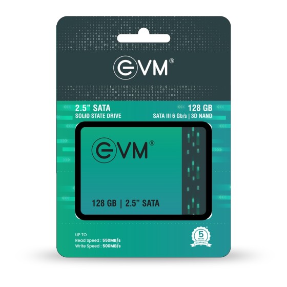 EVM25 128GB 2.5 INCH Sata Solid State Drive Faster Boot-Up and Load Times with Read Speeds up to 500MB/s & Write Speeds up to 340MB/s - High-Performance Storage with 5 Year Warranty (EVM25/128GB)