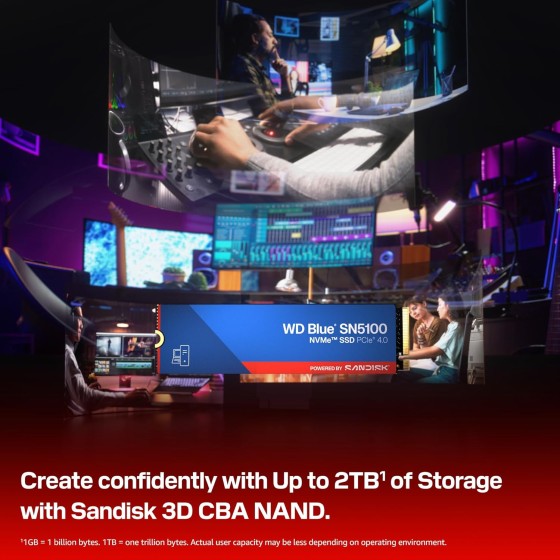 Western Digital Blue SN5100 NVMe 500GB M.2 PCIe Gen4 x4 Solid State Drive with Read & Write Speed upto 7100MB/s & 6,700MB/s and 5-Year Limited Warranty