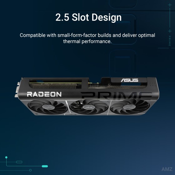 ASUS Prime Radeon RX 9060 XT 16GB OC Edition GDDR6 Dual Fan GPU ASUS Prime Radeon RX 9060 XT OC Edition 16GB GDDR6 Dual Fan Graphics Card – Front and Back View