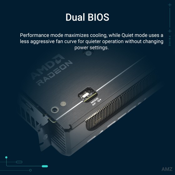 ASUS Prime Radeon RX 9060 XT 16GB OC Edition GDDR6 Dual Fan GPU ASUS Prime Radeon RX 9060 XT OC Edition 16GB GDDR6 Dual Fan Graphics Card – Front and Back View