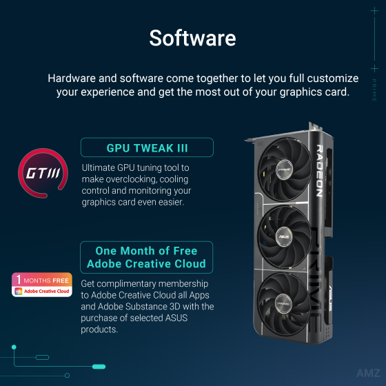 ASUS Prime Radeon RX 9060 XT 16GB OC Edition GDDR6 Dual Fan GPU ASUS Prime Radeon RX 9060 XT OC Edition 16GB GDDR6 Dual Fan Graphics Card – Front and Back View