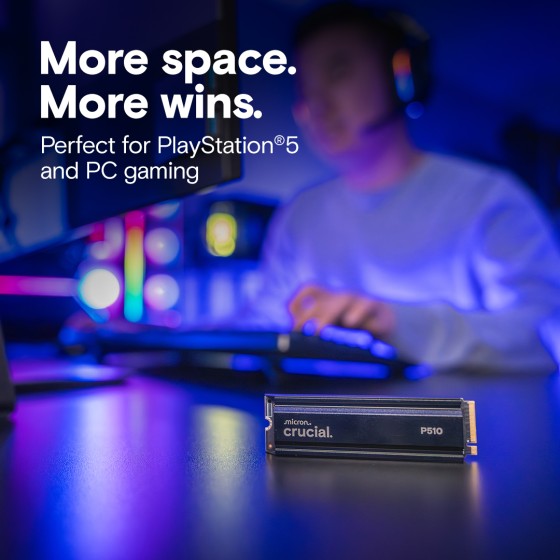 Crucial P510 1TB Heatsink PCIe Gen5 NVMe M.2 SSD