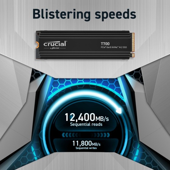 Crucial T700 1TB Gen5 NVMe M.2 SSD with Heatsink Crucial T700 1TB Gen5 NVMe M.2 SSD with Heatsink