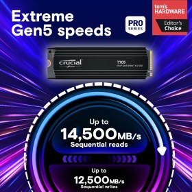 Crucial T705 2TB PCIe Gen5 NVMe M.2 SSD with heatsink Crucial T705 2TB PCIe Gen5 NVMe M.2 SSD with heatsink