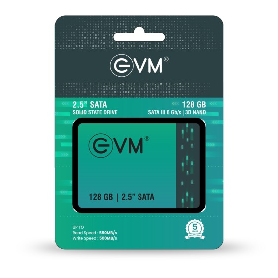 EVM25 128GB 2.5 INCH Sata Solid State Drive Faster Boot-Up and Load Times with Read Speeds up to 500MB/s & Write Speeds up to 340MB/s - High-Performance Storage with 5 Year Warranty (EVM25/128GB) EVM25 128GB 2.5 INCH Sata Solid State Drive Faster Boot-Up and Load Times with Read Speeds up to 500MB/s & Write Speeds up to 340MB/s - High-Performance Storage with 5 Year Warranty (EVM25/128GB)