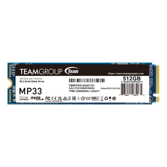 TeamGroup MP33 512GB M.2 NVMe SSD TeamGroup MP33 512GB M.2 NVMe SSD