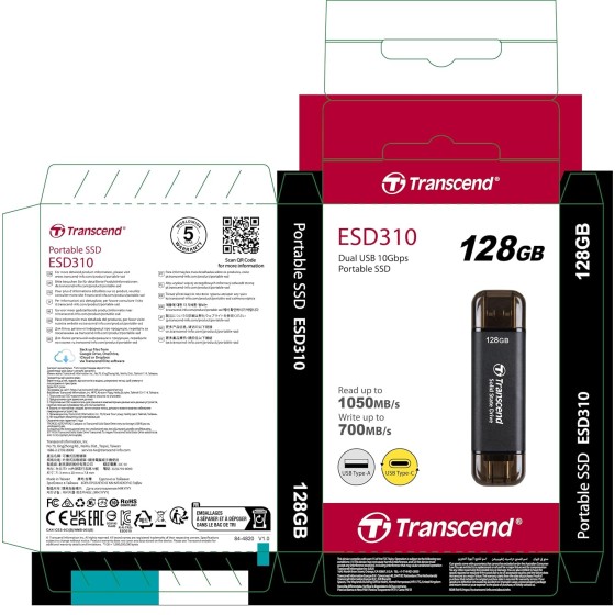 Transcend ESD310 128GB Black External Portable SSD