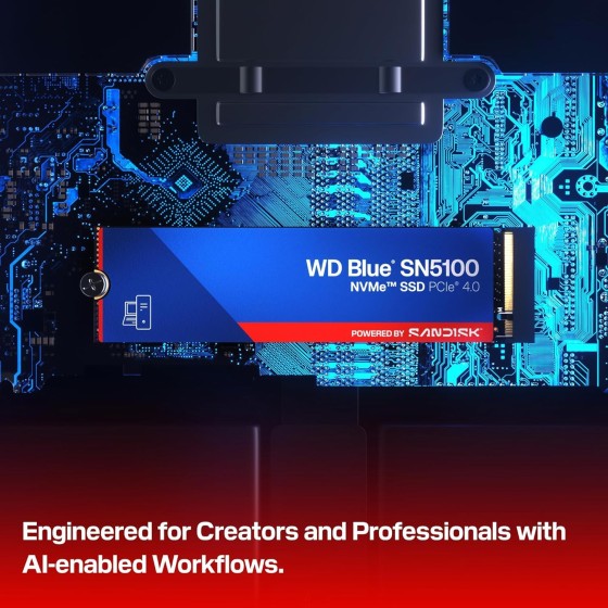 Western Digital Blue SN5100 NVMe 500GB M.2 Gen4 SSD Western Digital Blue SN5100 NVMe 500GB M.2 PCIe Gen4 x4 Solid State Drive with Read & Write Speed upto 7100MB/s & 6,700MB/s and 5-Year Limited Warranty
