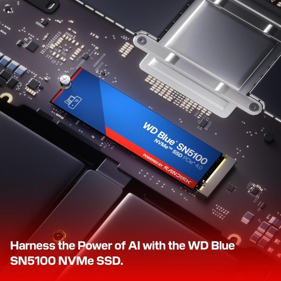 Western Digital Blue SN5100 NVMe 500GB M.2 Gen4 SSD Western Digital Blue SN5100 NVMe 500GB M.2 PCIe Gen4 x4 Solid State Drive with Read & Write Speed upto 7100MB/s & 6,700MB/s and 5-Year Limited Warranty