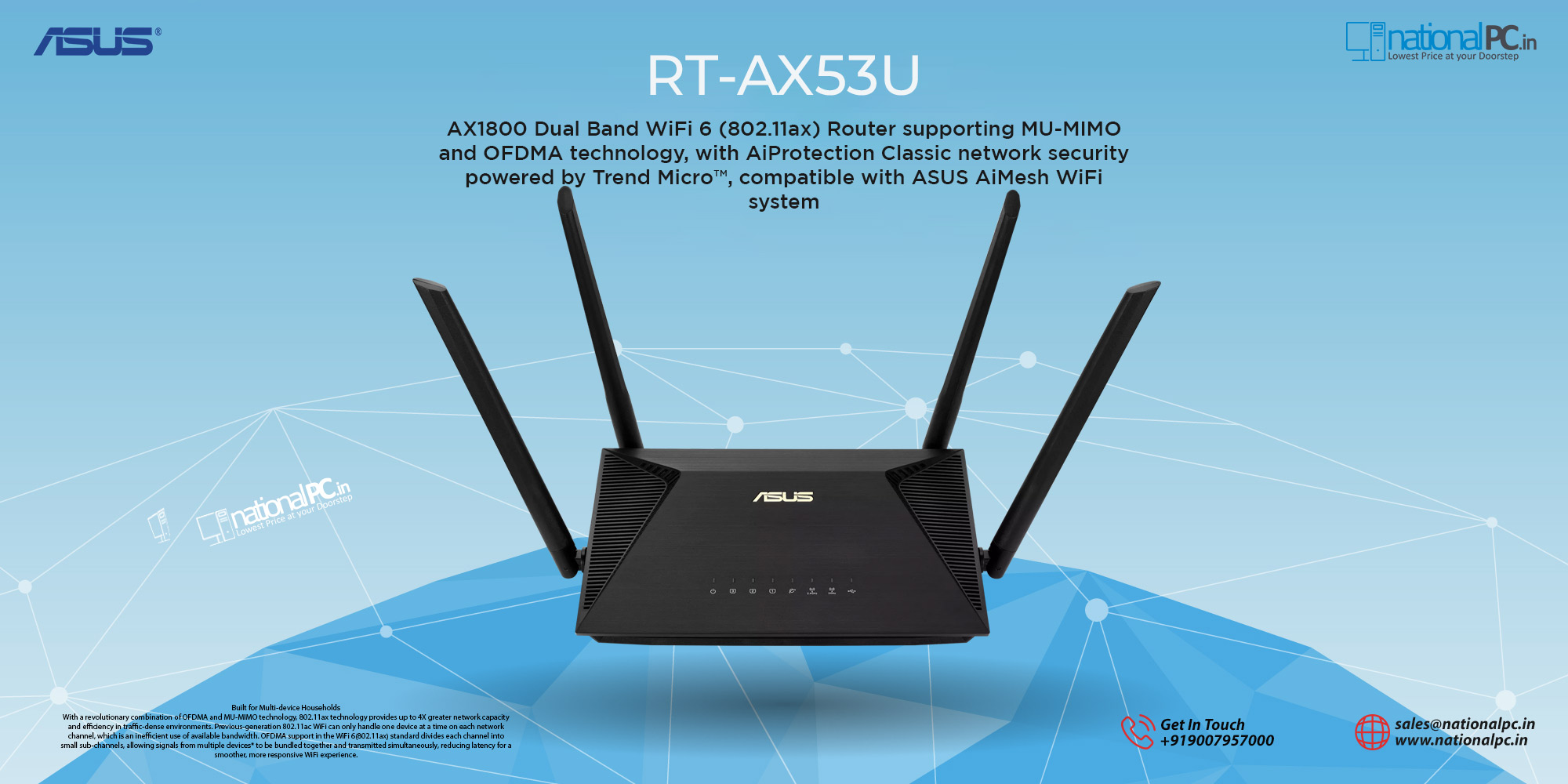 ASUS RT‑AX53U – Compact AX1800 Wi‑Fi 6 Router with AiMesh & Lifelong Protection