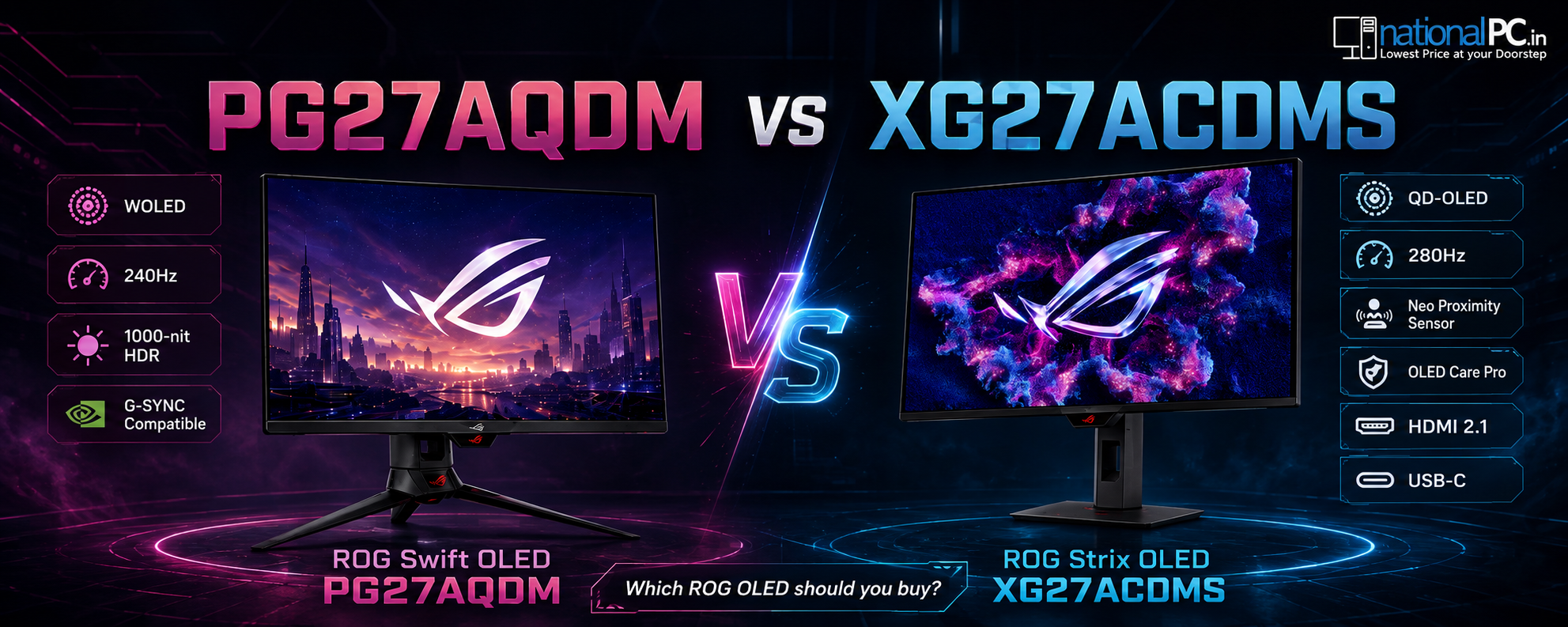 PG27AQDM vs XG27ACDMS: Which ROG OLED Monitor Should You Buy?