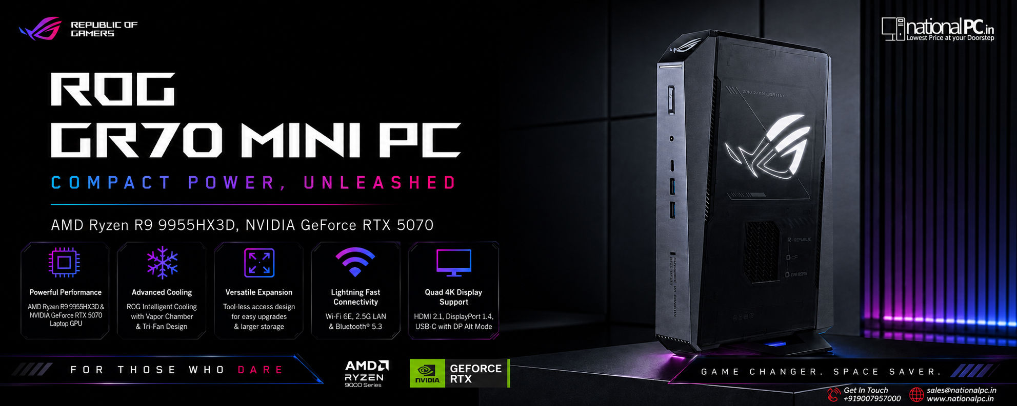 ROG NUC GR70 R9 9955HX3D RTX 5070 Review: Compact 3L Gaming Mini PC