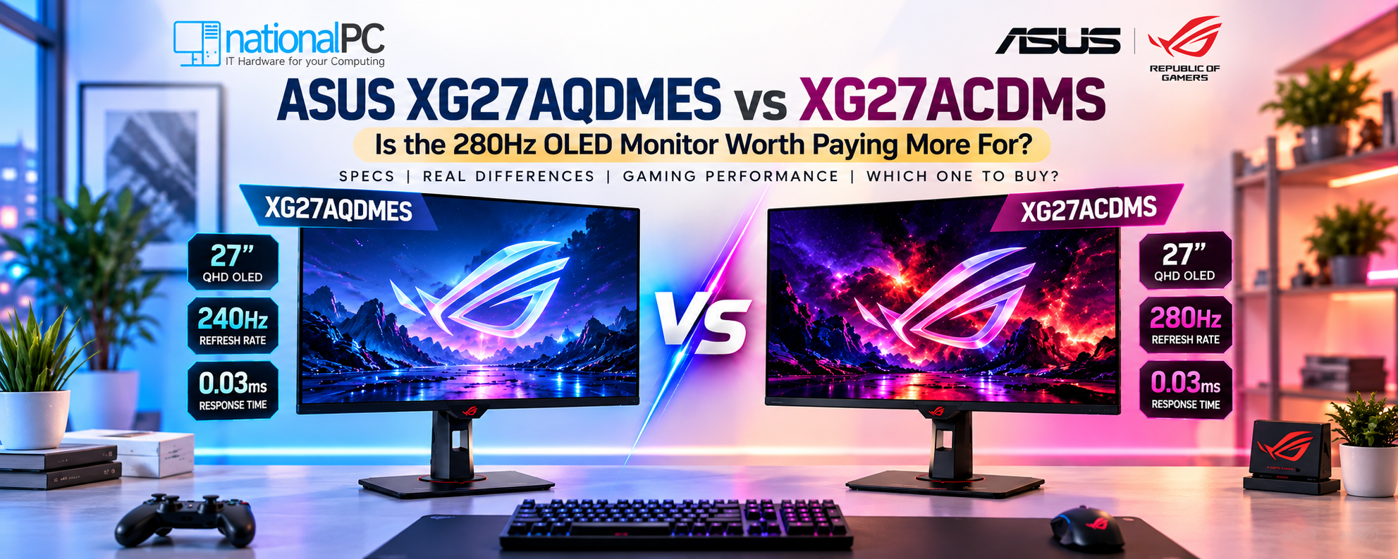 ASUS XG27AQDMES vs XG27ACDMS: Is the 280Hz OLED Monitor Worth Paying More For?