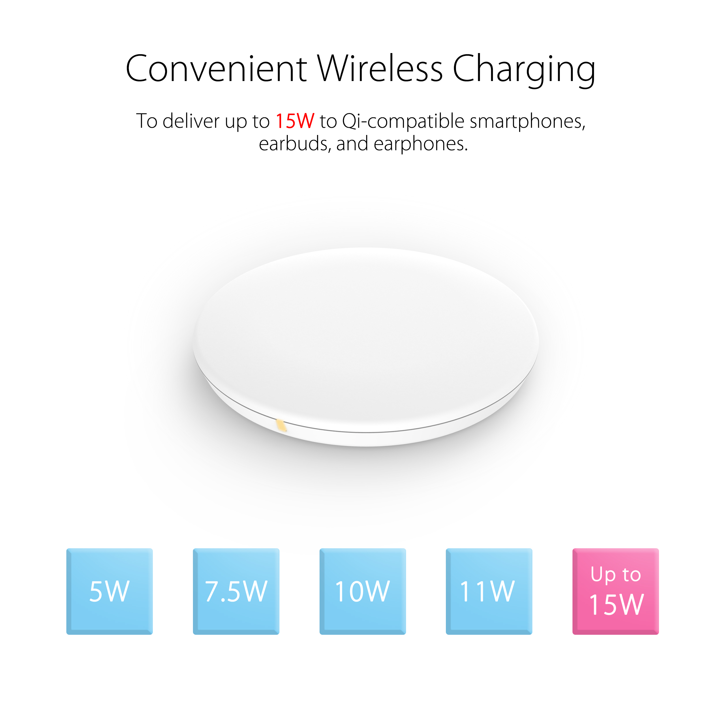 ASUS Wireless Power Mate Qi certified 15W fast wireless charger white - image 2
