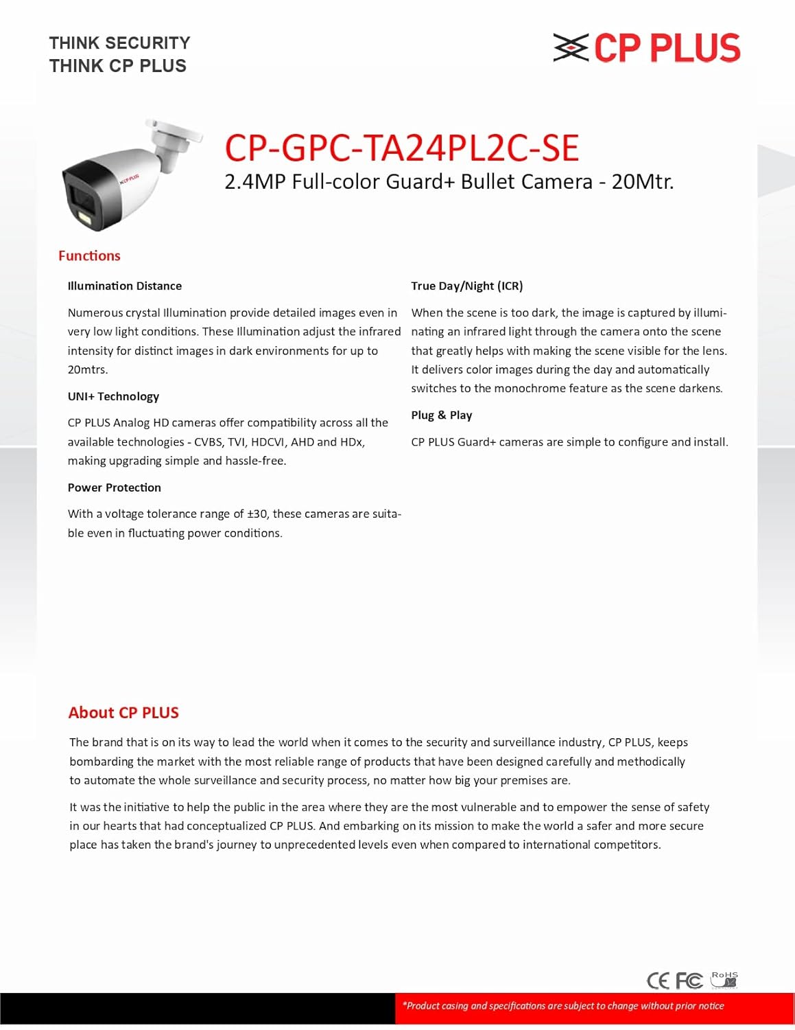 CP Plus Guard Series CP-GPC-TA24PL2C-SE Color Bullet Camara - image 3