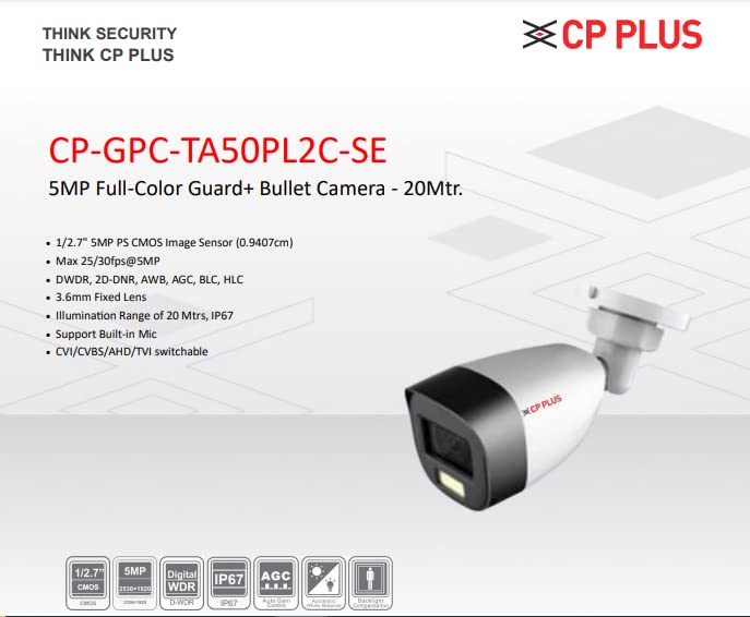 CP Plus Guard Series CP-GPC-TA50PL2C-SE Bullet Camara - image 2