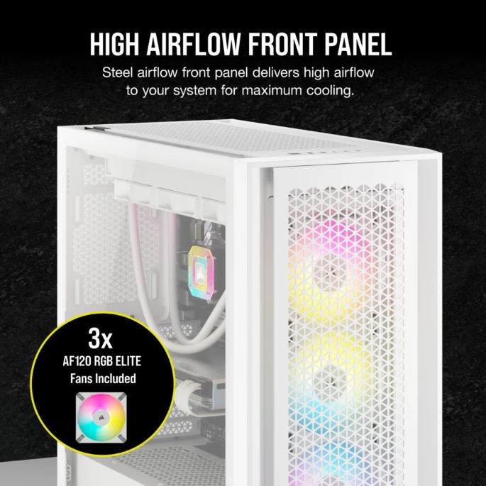 Corsair iCUE 5000D RGB AIRFLOW Mid-Tower Case, True White - image 3