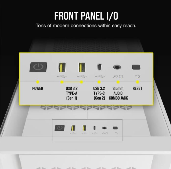 Corsair iCUE 5000D RGB AIRFLOW Mid-Tower Case, True White - image 6