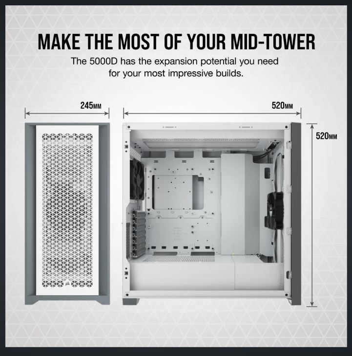 Corsair 5000D Tempered Glass Mid-Tower ATX PC Case — White - image 7