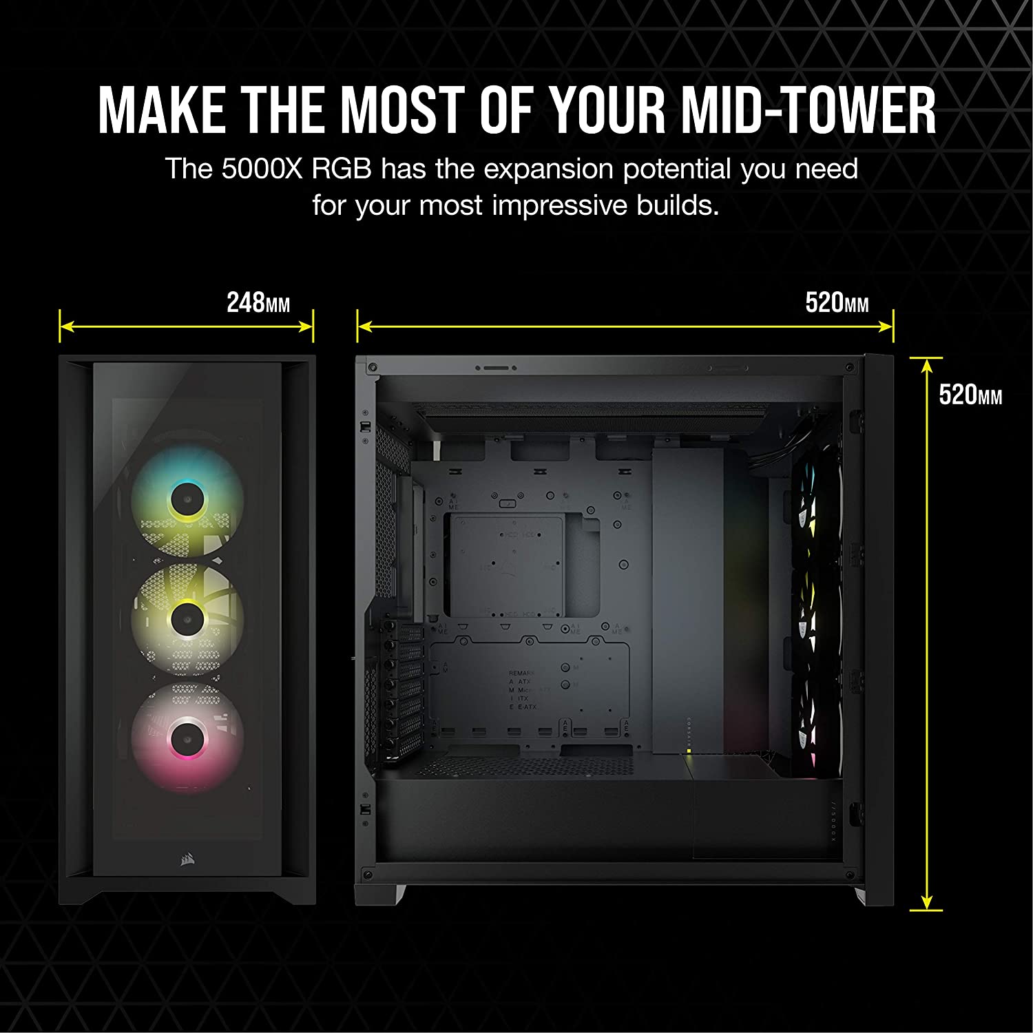 Crosair iCUE 5000X RGB Tempered Glass ATX PC Case — Black - image 3