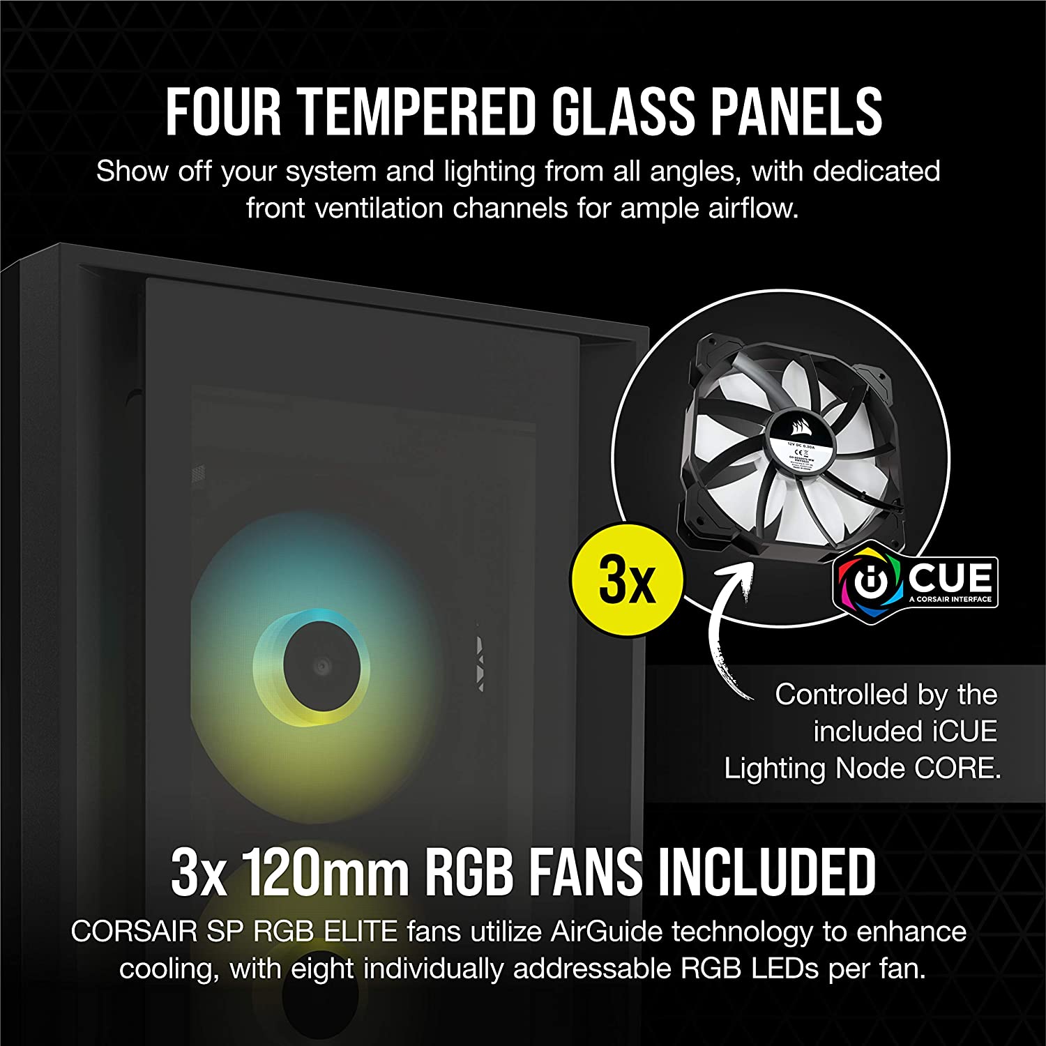 Crosair iCUE 5000X RGB Tempered Glass ATX PC Case — Black - image 4