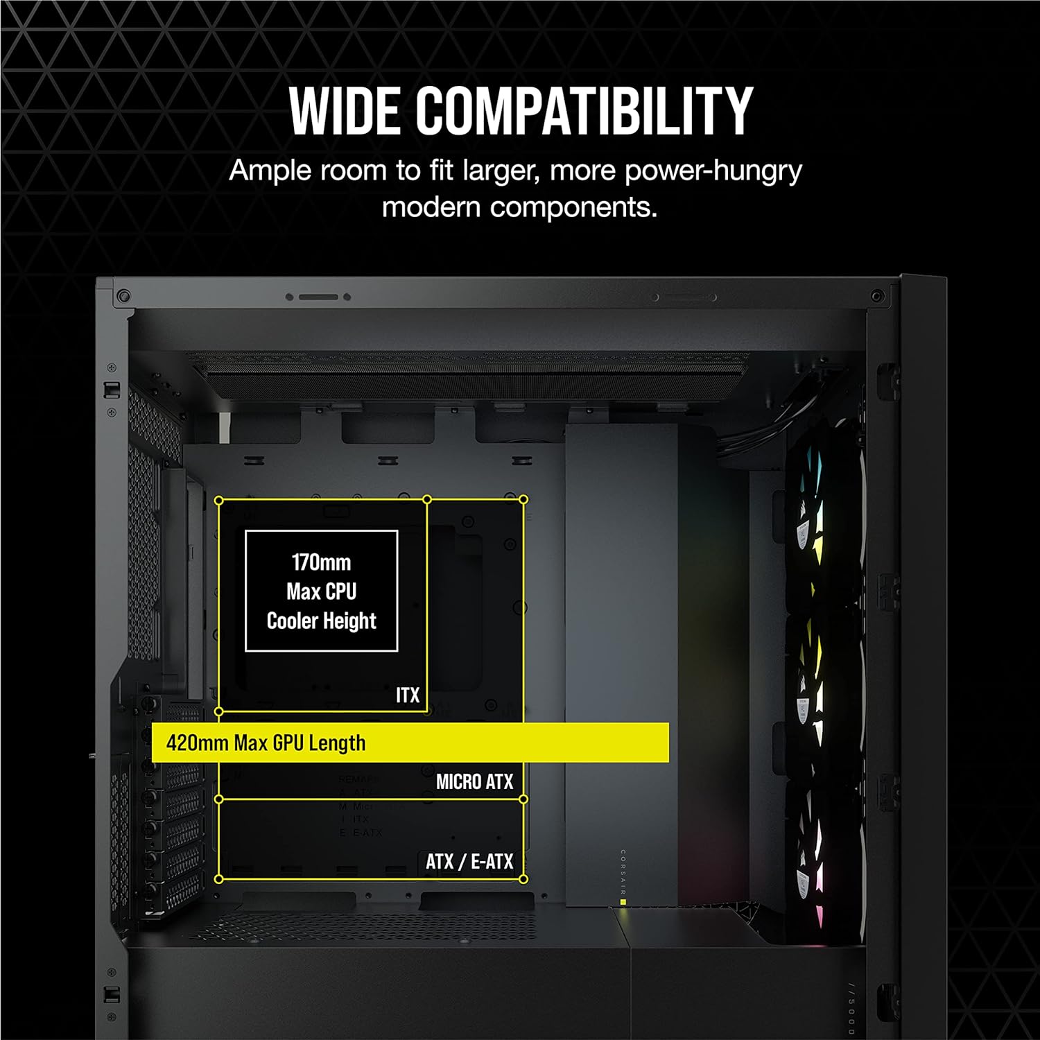 Crosair iCUE 5000X RGB Tempered Glass ATX PC Case — Black - image 9