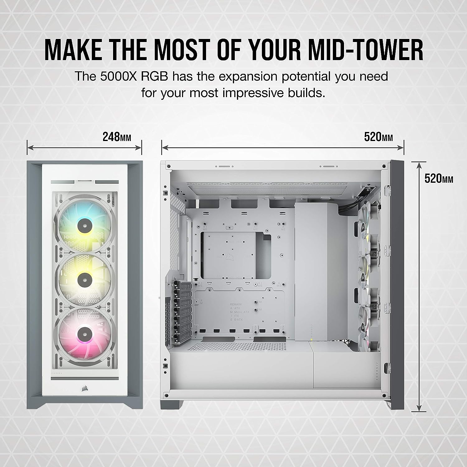 Corsair iCUE 5000X RGB Tempered Glass ATX PC Case — White - image 3