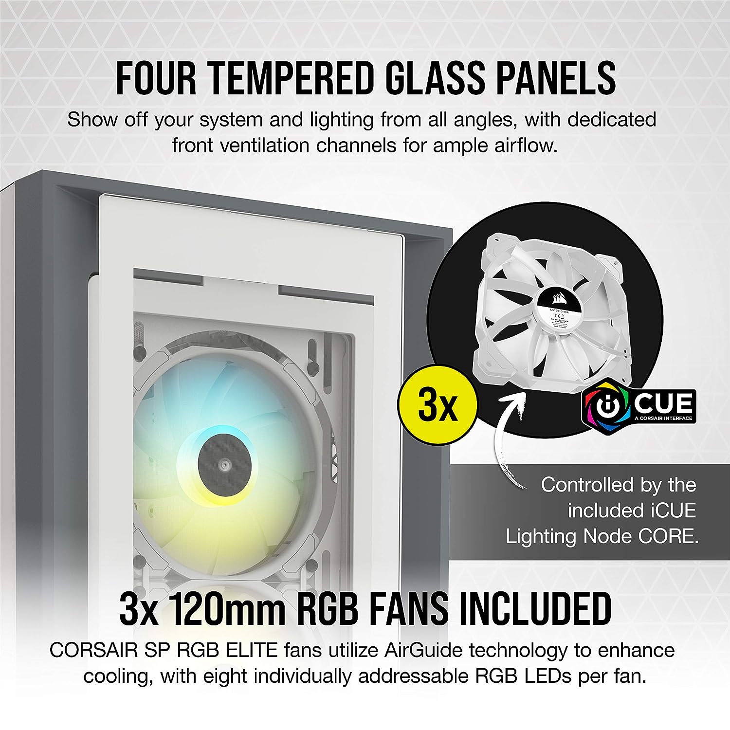 Corsair iCUE 5000X RGB Tempered Glass ATX PC Case — White - image 4