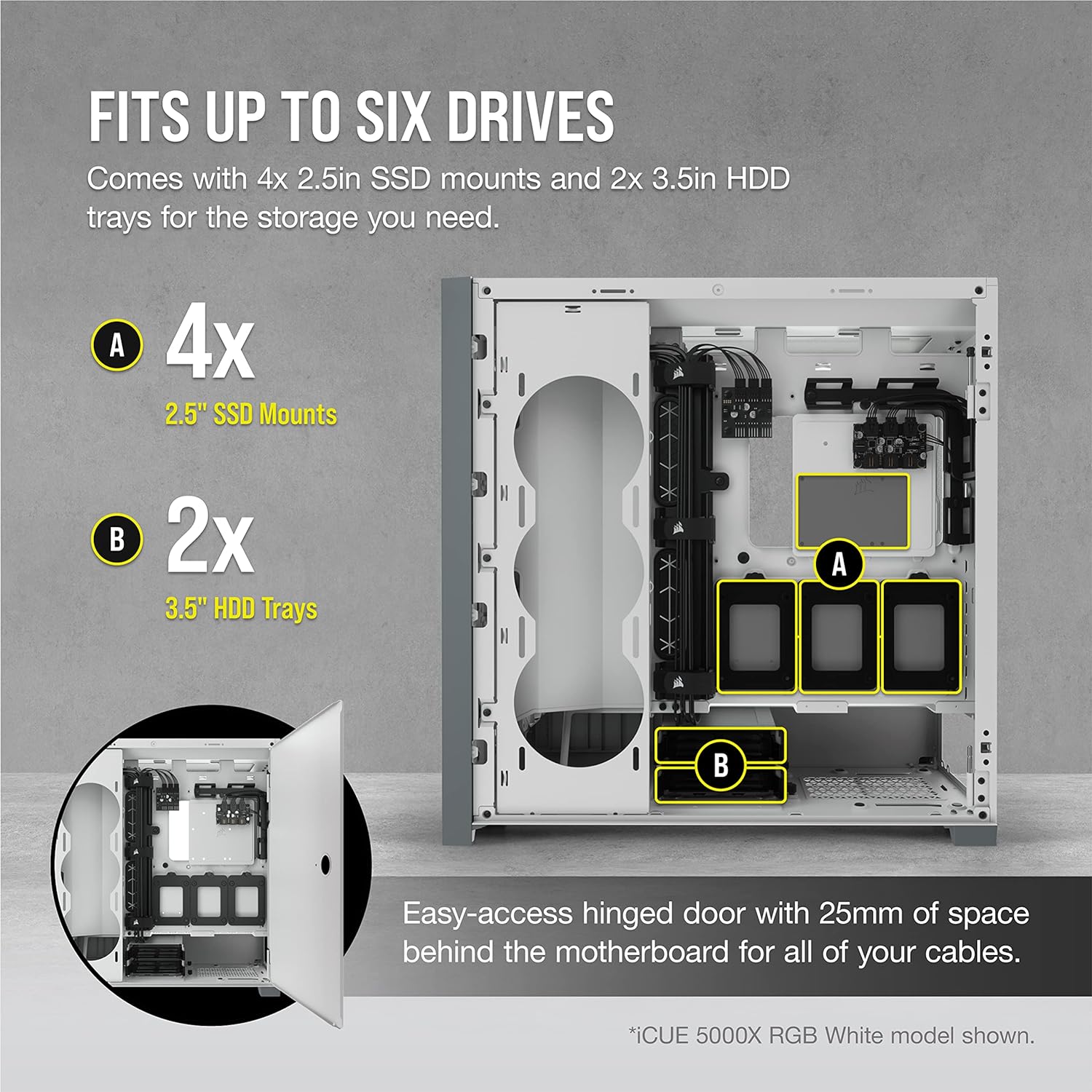 Corsair iCUE 5000X RGB Tempered Glass ATX PC Case — White - image 7