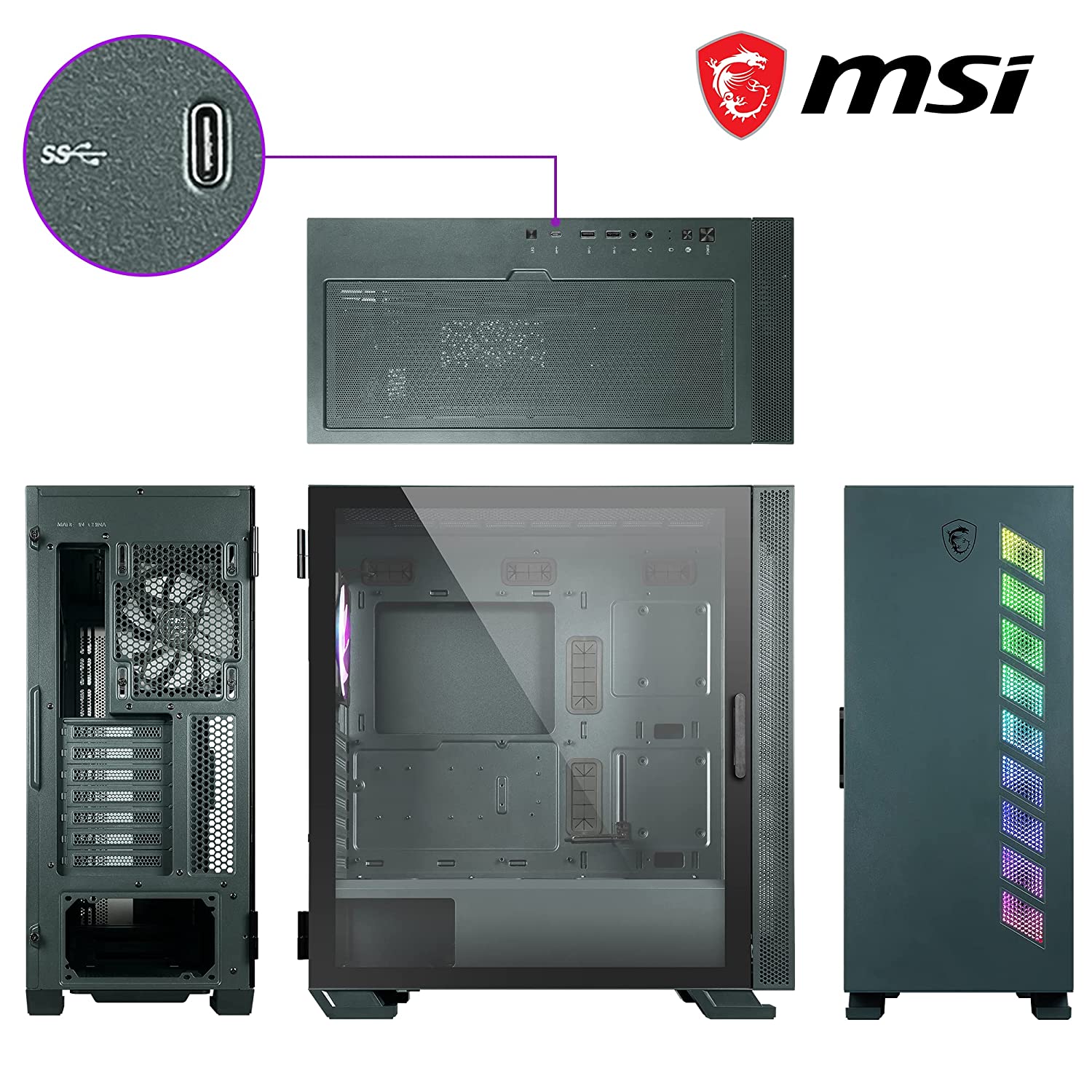 MSI Vampiric 300R Midnight Green Gaming Cabinet - image 7