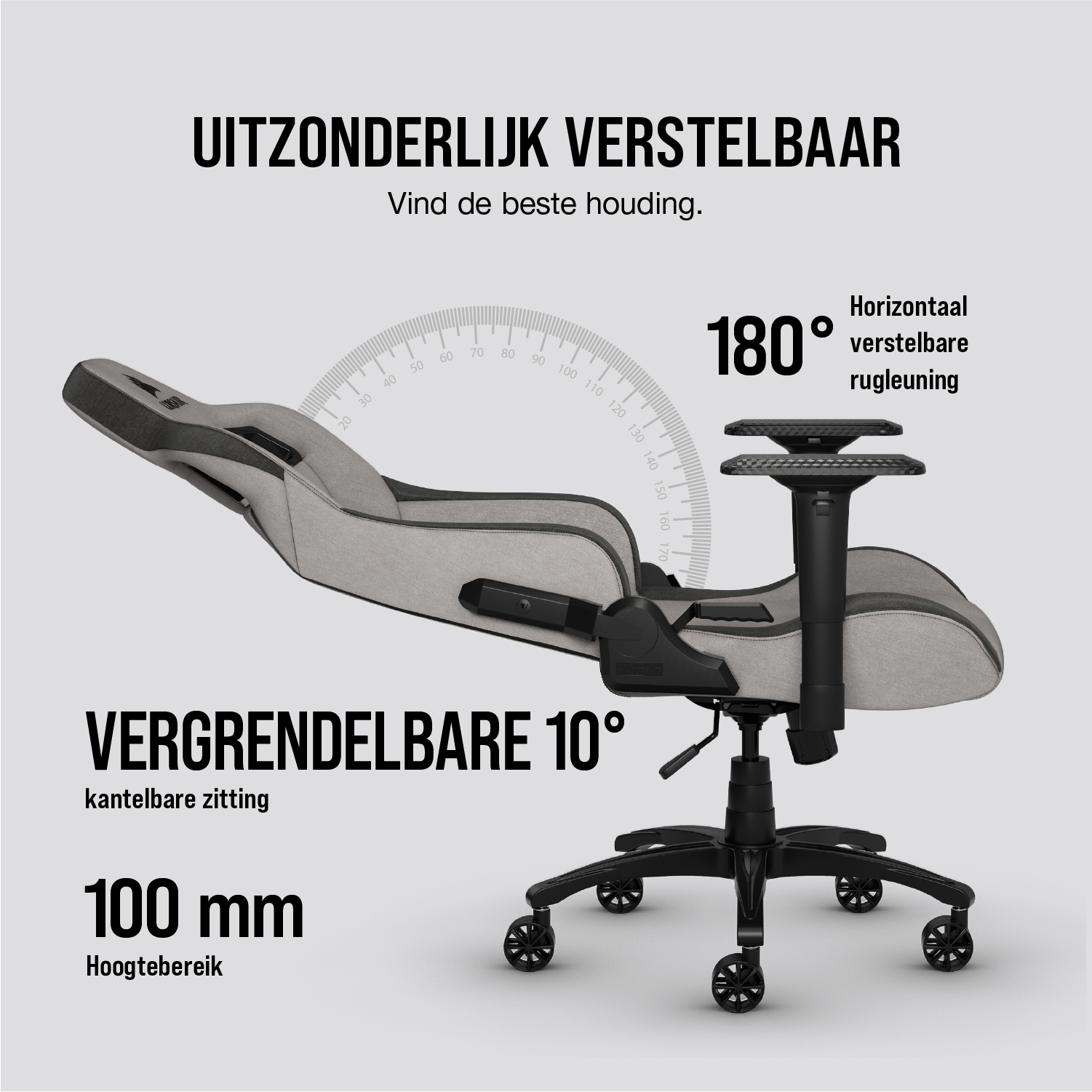 Corsair T3 RUSH Fabric Gaming Chair - Grey/Charcoal - image 5