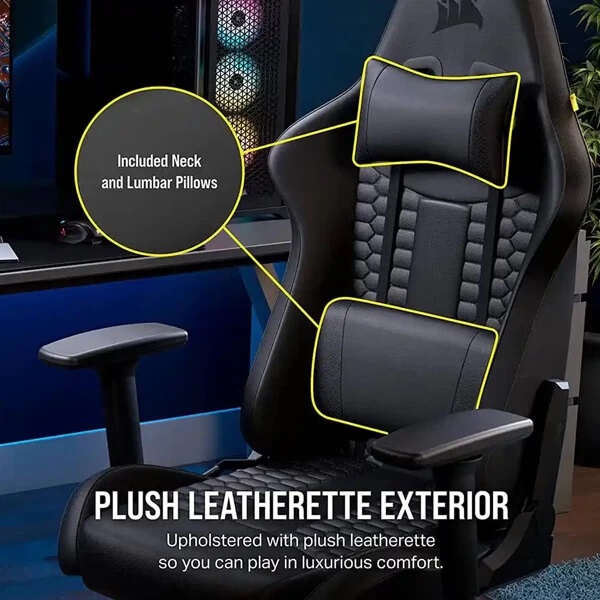 Corsair TC100 RELAXED Gaming Chair - Leatherette Black - image 3