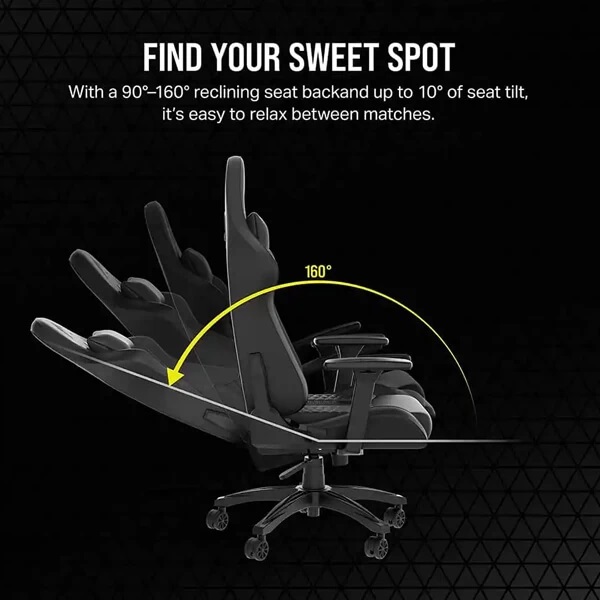 Corsair TC100 RELAXED Gaming Chair - Leatherette Black - image 5