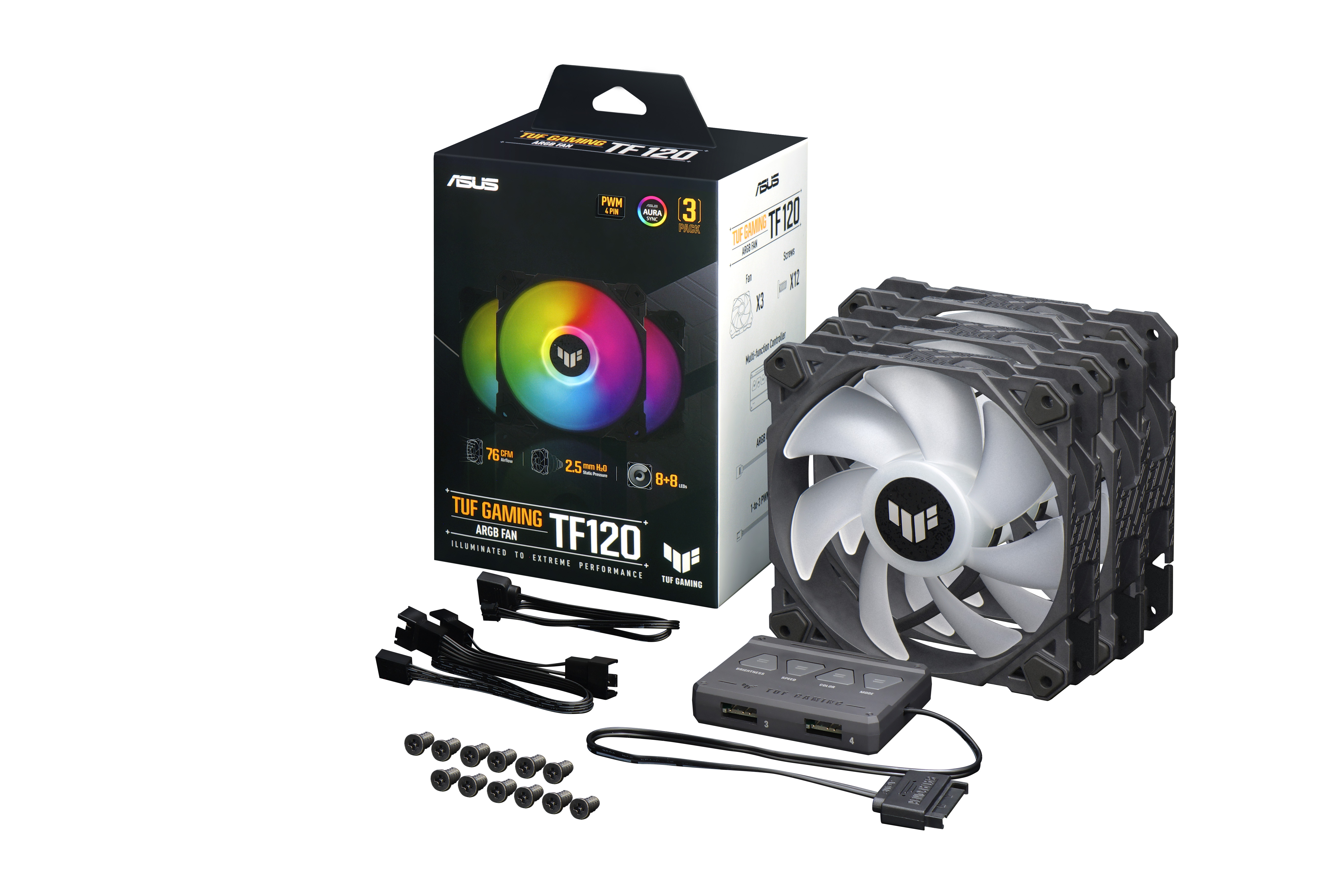 ASUS TUF Gaming TF120 ARGB Black 3 FAN Pack with Controller - image 8