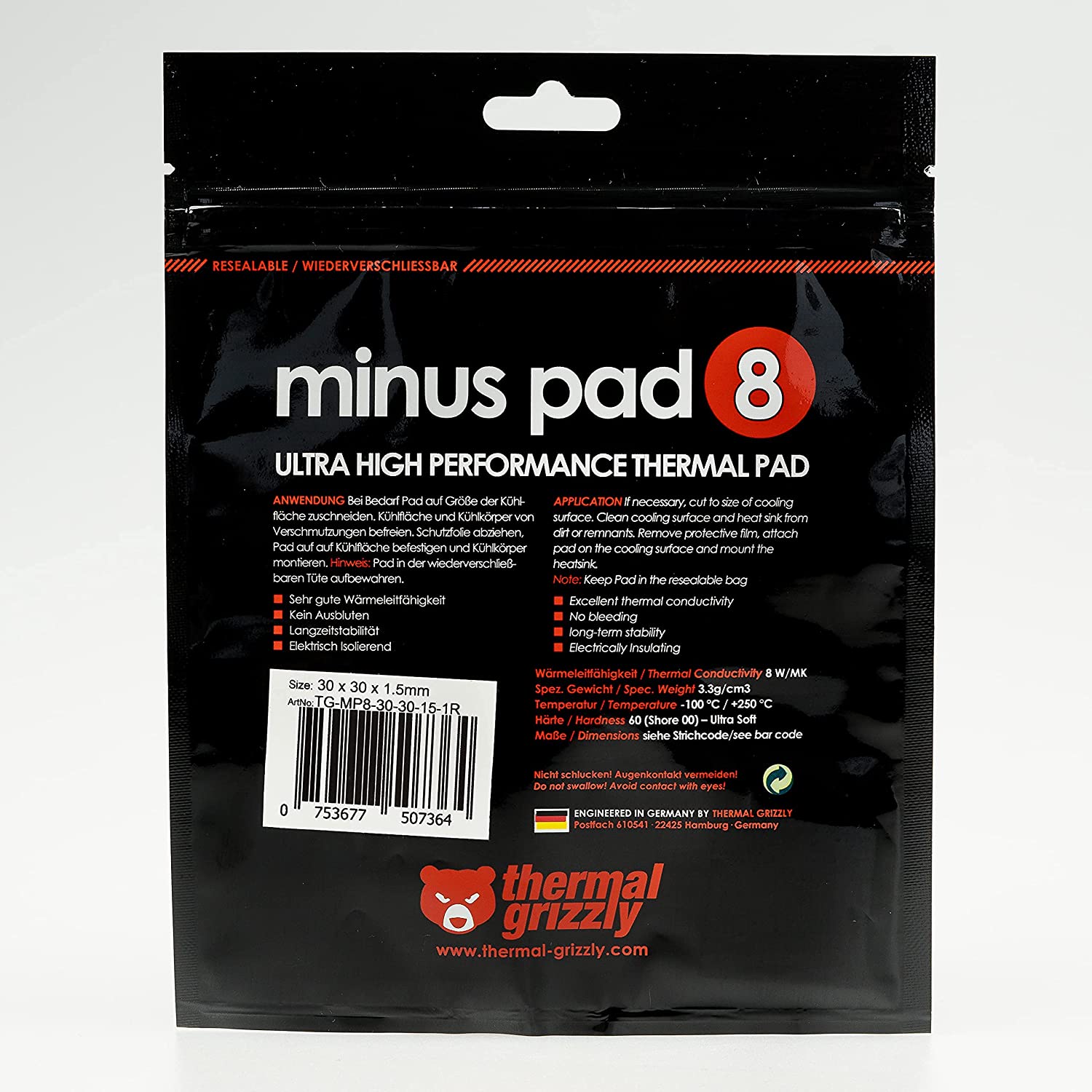 Thermal Grizzly Minus Pad 8 30 x 30 x 1.5 mm - image 4