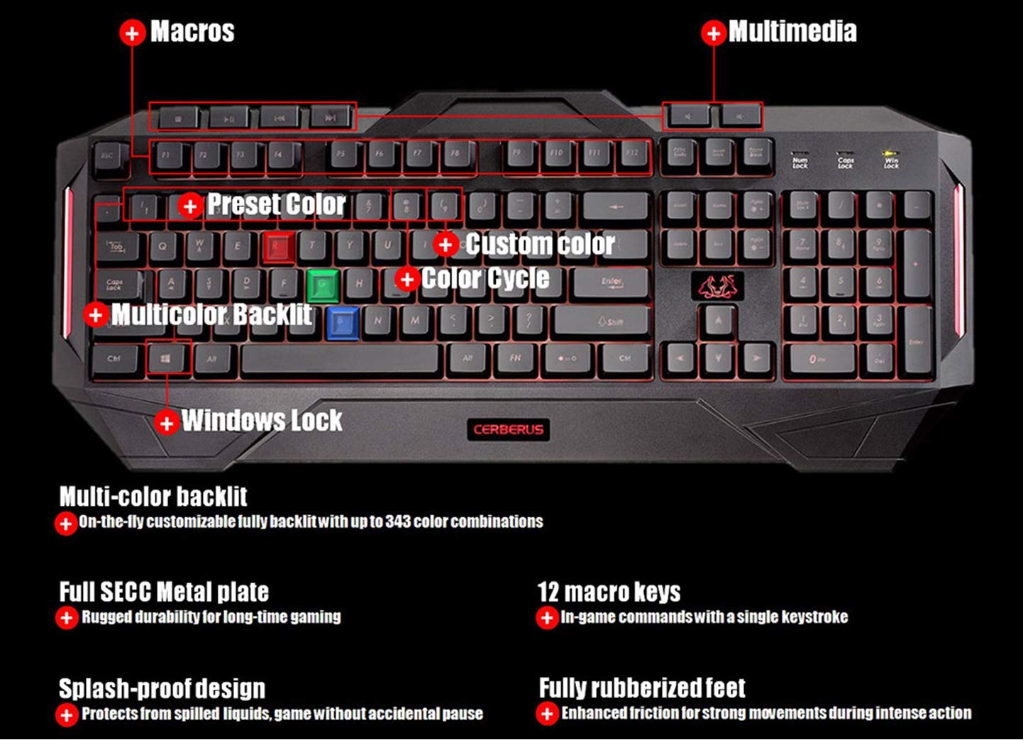 ASUS Cerberus MKII Wired Usb Keyboard - image 4