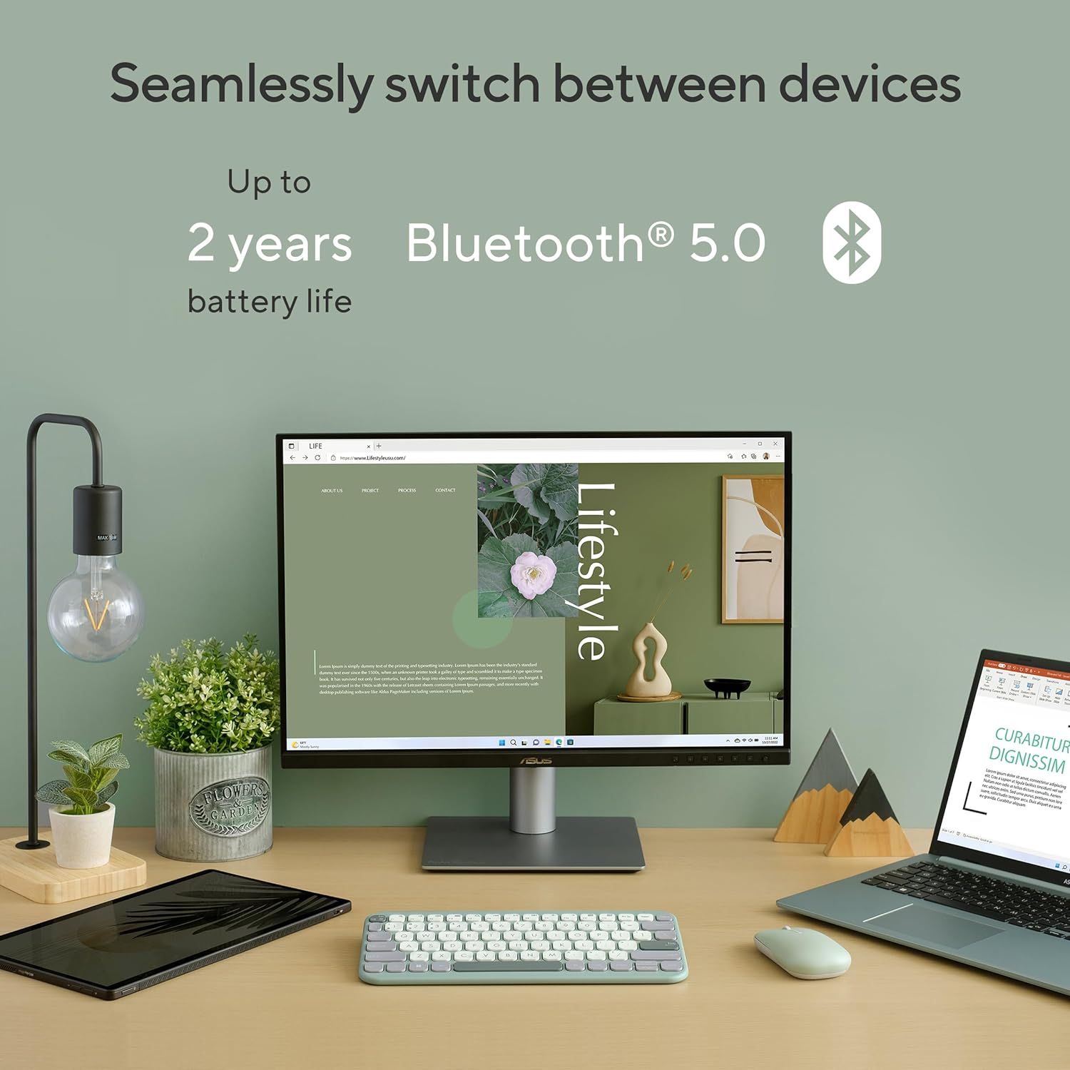 ASUS Marshmallow KW100 Green Tea Latte ultrathin wireless keyboard - image 4