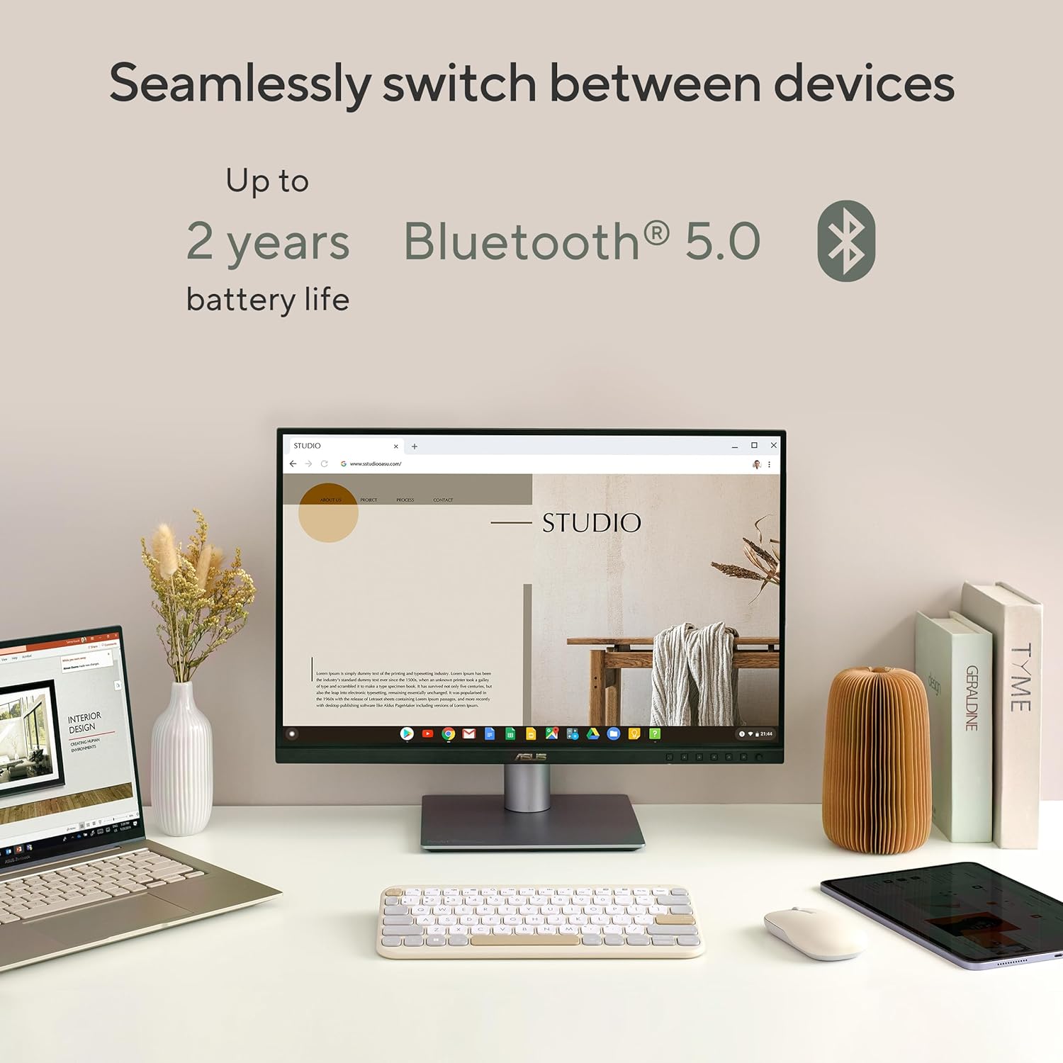 ASUS Marshmallow KW100 Oat Milk ultrathin wireless keyboard - image 4