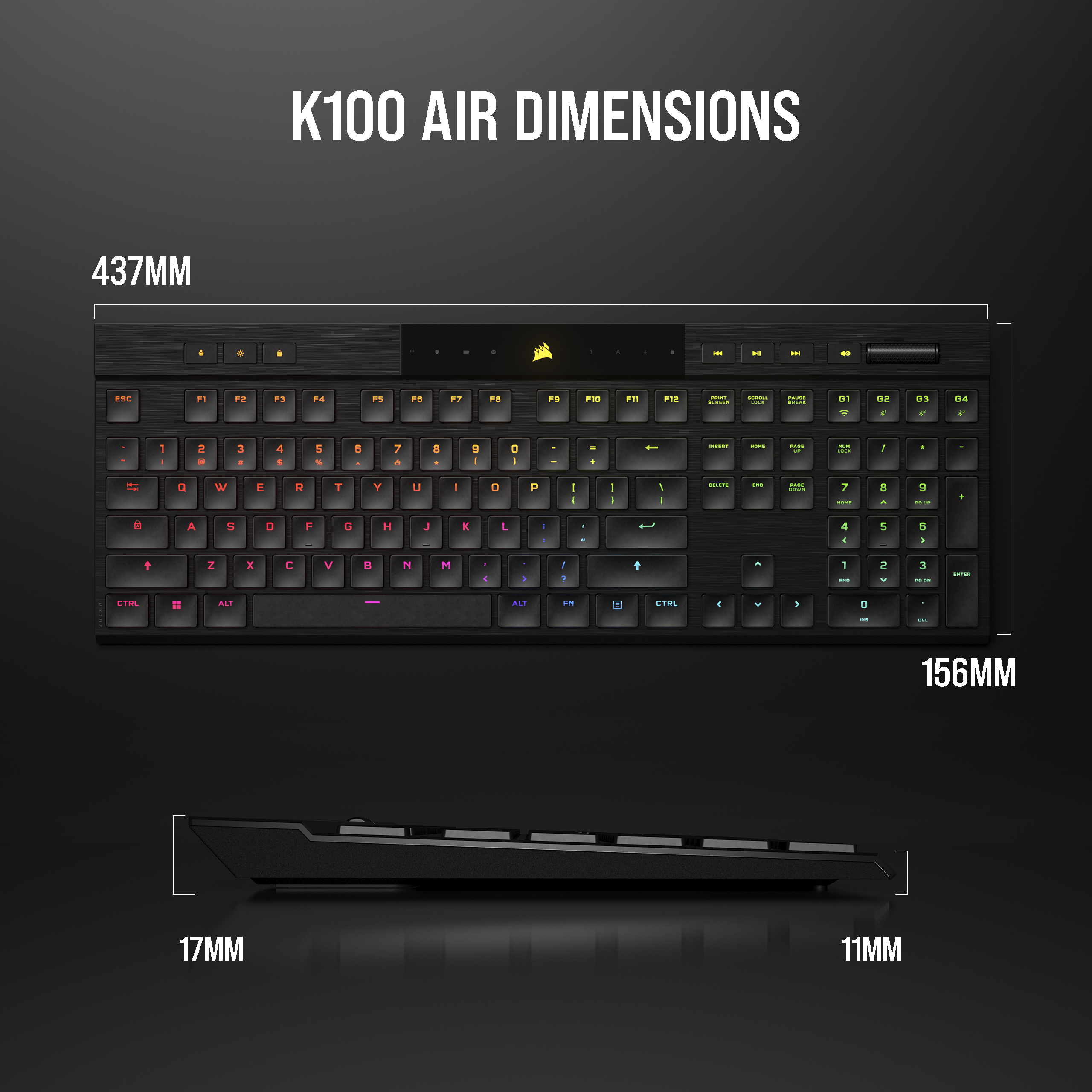 Corsair K100 AIR WIRELESS RGB Ultra-Thin Mechanical Keyboard - image 2