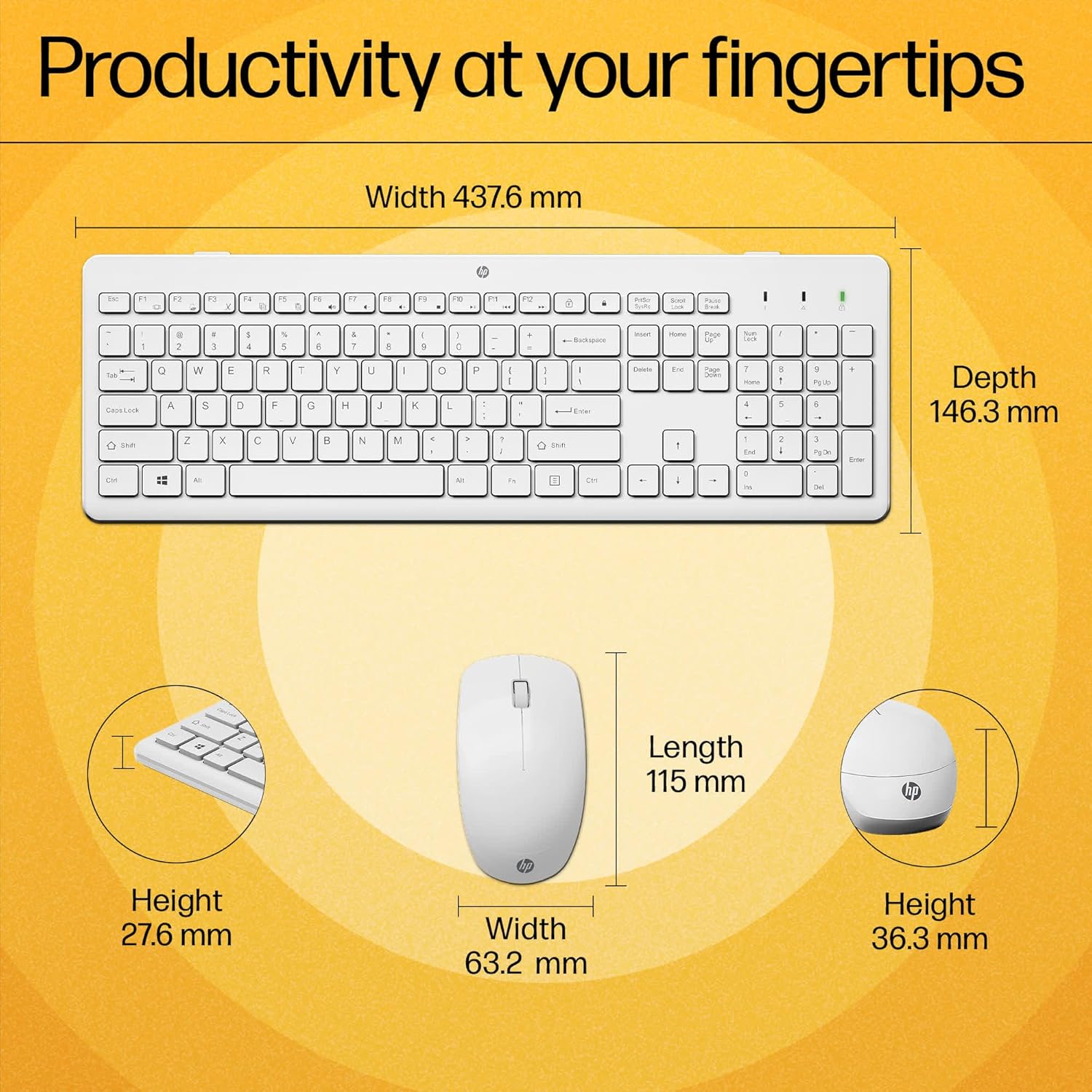 HP 230 Wireless Keyboard and Mouse Combo White - image 2