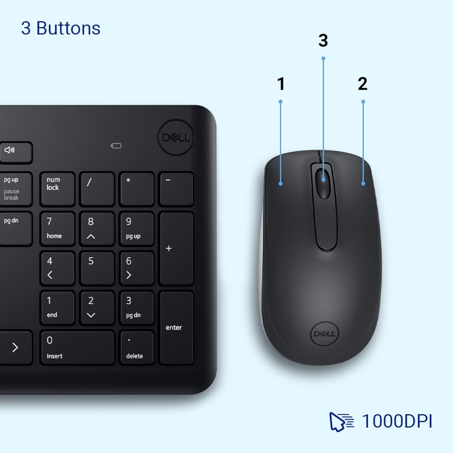 Dell KM3322W Wireless USB Keyboard and Mouse Combo - image 3