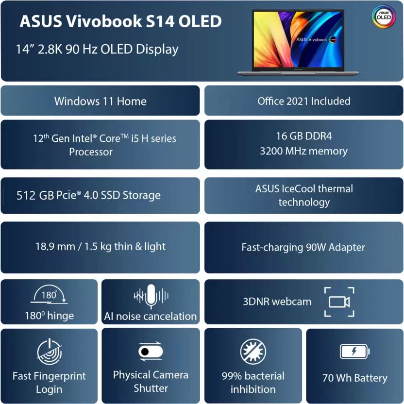 ASUS VivoBook S 14 OLED S3402ZA-KM501WS Light Weight Laptop - image 2