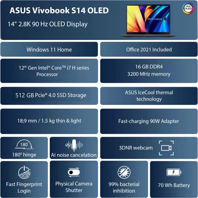 ASUS VivoBook S 14 OLED S3402ZA-KM701WS Light Weight Laptop - image 2