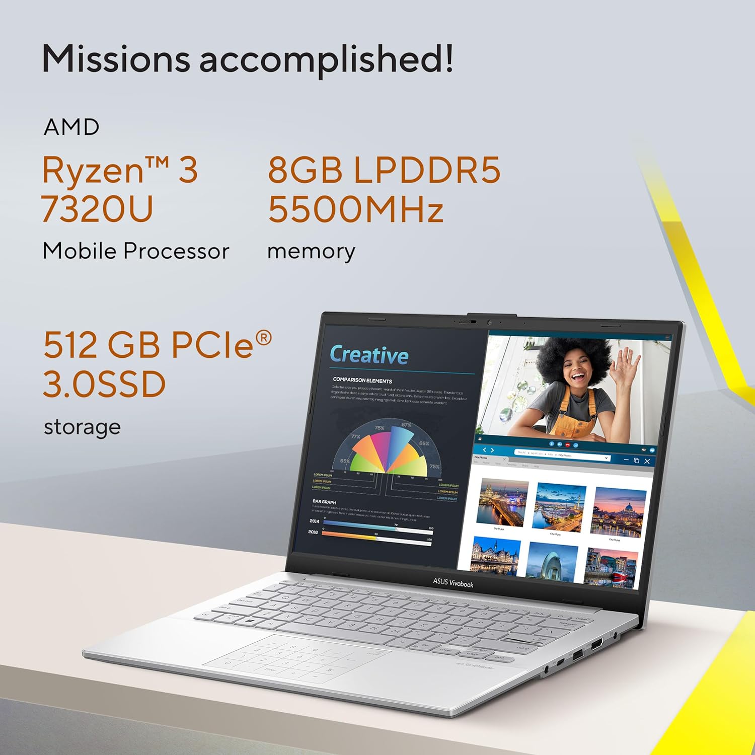 Asus VivoBook Go 14 Ryzen 5 7520U 8GB 512GB Cool Silver Laptop - image 2