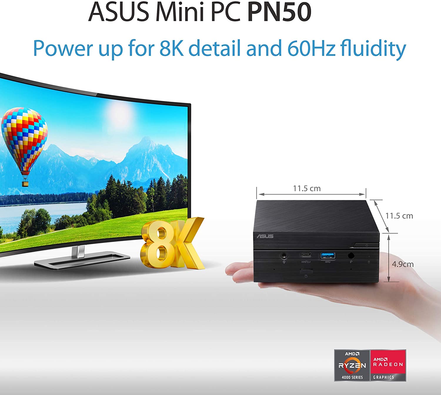 ASUS Mini PC PN50 with Ryzen 3 4300U with Keyboard and Mouse - image 3