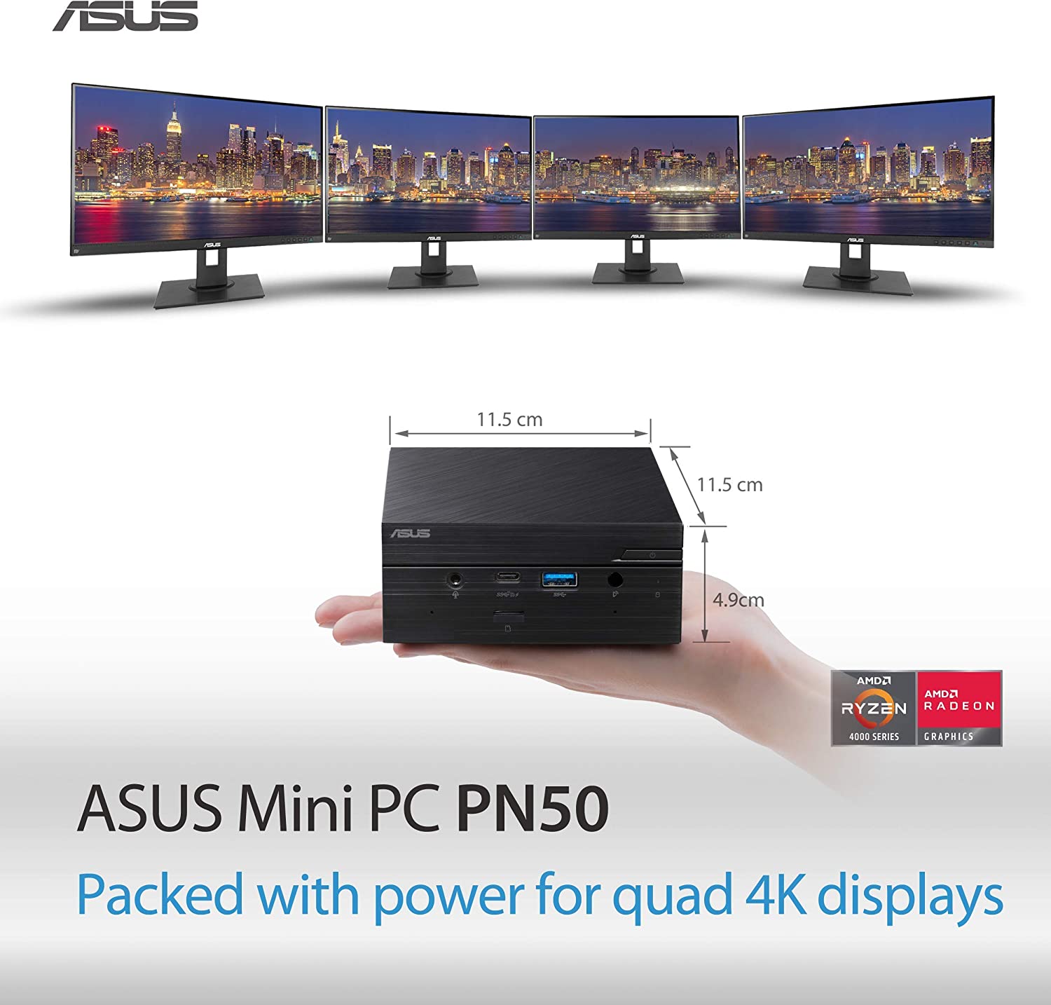 ASUS Mini PC PN50 with Ryzen 3 4300U with Keyboard and Mouse - image 4